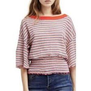 We The Free Free People smocked stripe top Small thermal